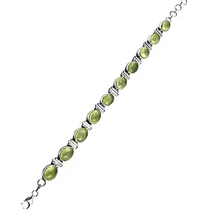 925 <b>Silver</b> Beaded <b>Bracelet</b> for <b>Women</b> with Peridot Gemstone Charm or Bangles Gift Mainly Made of Jade and Zinc Alloy - Product Image 1