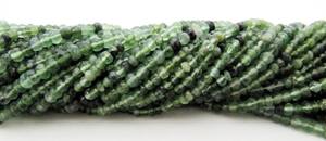 Perles de pierres précieuses vertes à facettes en serpentine naturelle de 3mm, brin de 13 pouces de long - Product Image 2