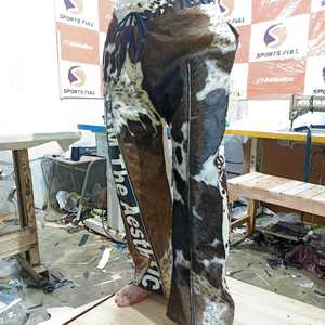 Pantalones de cuero Bomber personalizados para hombre con logotipo de nombre, ropa de calle, parche de pelo de vaca, Otoño, campus universitario, estilo, logotipo de cristal - Product Image 1