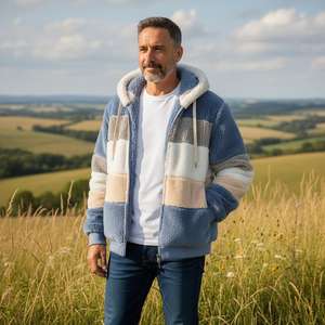 Mens Solid Sherpa <b>Hoodie</b> Jacket Plush Fleece Zip-Up Winter Coat Hood | <b>Soft</b> Warm 100% Cotton Waterproof Windproof - Product Image 6