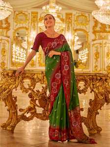 Saree en soie Banarasi doux et imprimé par Fab Zone pour vêtements indiens et pakistanais - Product Image 3