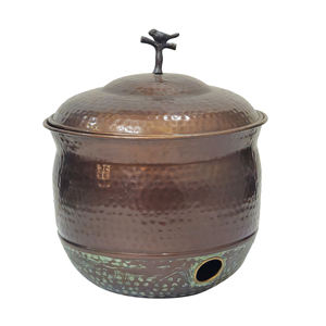 Maceta para Manguera de Jardín de Metal Martillado con Tapa, Contenedor de Almacenamiento de Manguera para Exteriores, Organizador Decorativo para Jardín - Product Image 1