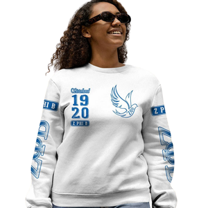 Sudadera de Cuello Redondo de Felpa Azul de la Hermandad Zeta Phi Beta 1920 para Mujer, Top Bordado con Letras Griegas - Product Image 5