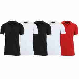 เสื้อยืดโปโลผ้าฝ้าย100% ระบายอากาศได้ดีแห้งเร็วป้องกันการพันสำลีสำหรับผู้ชายลายสีทึบแขนสั้นปกติ - Product Image 5