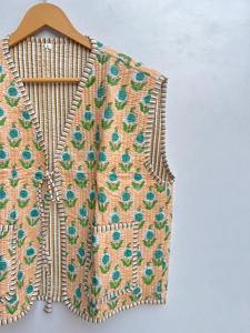 Gilet sans manches en coton, veste matelassée en coton faite à la main en Inde, style bohème, nouveau style, veste en coton pour femmes, été, hiver - Product Image 2