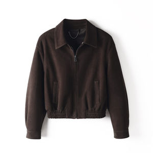 Chaqueta de Cuero Estilo Bomber de Piel de Oveja con Cuello de Lazo para Mujer, Transpirable, Ecológica, Reversible, para Invierno y Otoño - Product Image 4