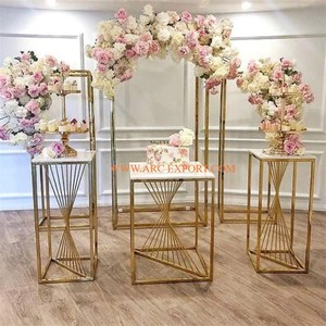 ชุดฉากหลังโลหะขัดเงาสีทอง2ชิ้นสำหรับงานแต่งงานแบบคลาสสิกงานดีไซน์สวยของตกแต่งกลางในร่มขนาดใหญ่ราคาถูก - Product Image 3