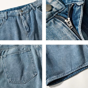 Pantalones cortos de mezclilla holgados lavados con ácido Vintage personalizados de alta calidad, ropa de calle de Color sólido, pantalones cortos de mezclilla Cargo para hombre - Product Image 4