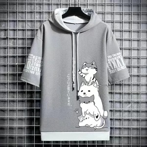 Sweat-shirts à capuche pour hommes, vêtements de sport d'été, imprimé décontracté streetwear, haut à capuche à manches courtes - Product Image 5