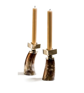 Soporte de vela de cuerno de búfalo de diseño La más alta calidad con soporte de madera Soporte de vela de cuerno de diseño de latón - Product Image 2
