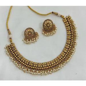 Magnifique ensemble de collier et boucles d'oreilles en perles plaquées or de qualité supérieure, collection pour femmes, pour mariage et festivals - Product Image 1