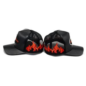 Personnalisation populaire en petites séries de casquettes de camionneur en cuir PU unisexe avec motif de flamme - Product Image 3