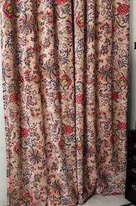 Vintage Style Floral Paradise <b>Print</b> Of Peach Pink Color Cotton Velvet Curtain Custom Size 100% cotton velvet - Product Image 4