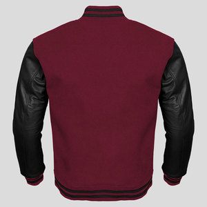 Chaqueta universitaria de moda con mangas de cuero de tela de lana bordada personalizada adecuada para hombres CollegeBaseballjacket para hombres - Product Image 2