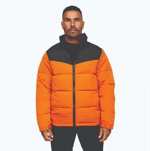 เสื้อโค้ทบุนวมระบายอากาศ สีดำเงา สไตล์สตรีทแฟชั่น  สำหรับผู้ชาย  ผ้าฝ้ายแบบควิลท์  ทรงพอง  โลโก้ด้านหน้า - Product Image 1