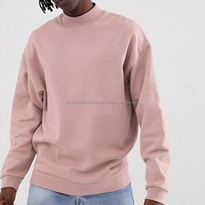 Streetwear hommes recadrée goutte épaule sweat uni Boxy Fit pull français éponge col montant sweat - Product Image 5