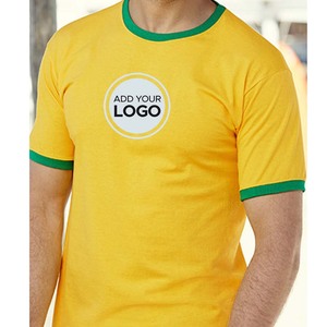 Camiseta interior de algodón con cuello redondo para hombre, camisetas Ringer, camisetas de algodón de manga corta con cuello redondo para hombre - Product Image 3