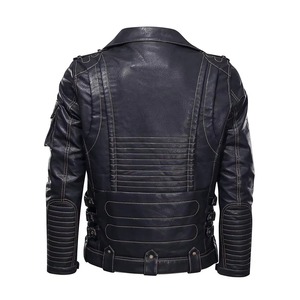 Veste en cuir PU unie pour homme, vêtement d'extérieur tendance d'hiver, durable, élégante, confortable, design chaud, nouvelle arrivée - Product Image 2