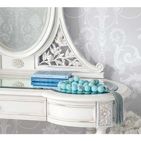 Table de toilette blanche en bois massif de style français moderne avec miroir par Java Furni Craft