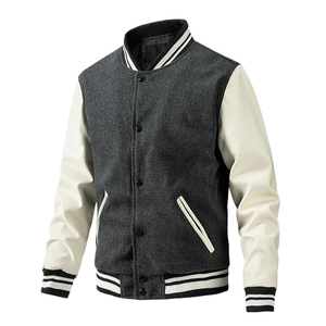 Venta caliente de alta calidad de lana cuerpo de cuero mangas personalizado Chenile CollegeBaseballjacket para los hombres - Product Image 4