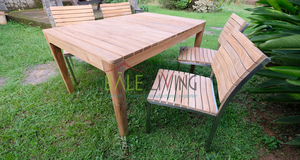 เก้าอี้รับประทานอาหารไม้สักที่ดีที่สุดกรอบสแตนเลสสไตล์อุตสาหกรรมไม้เนื้อแข็งเป็นมิตรกับสิ่งแวดล้อมเฟอร์นิเจอร์บ้านสำนักงานบ้านในร่มกลางแจ้งโรงแรม - Product Image 5