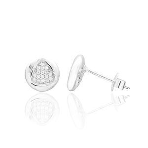 Triángulo diseño blanco circón Stud pendientes Turksih venta al por mayor hecho a mano 925 joyería de plata esterlina - Product Image 1