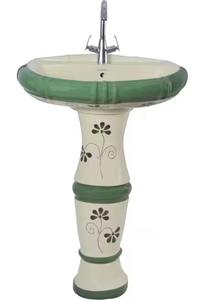 Lavabo de cerámica con pedestal de Arte de arcilla, lavabo de mano de pedestal rosa con soporte para lavabo para Baño - Product Image 6