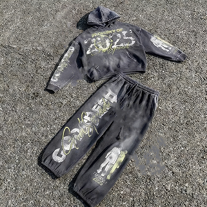 เสื้อฮู้ดดี้สไตล์เรโทรสำหรับผู้ชาย ผ้าฝ้ายเทอร์รี่ 100% ซักฟอกแบบ Distress Acid Wash น้ำหนัก 460 GSM - Product Image 1