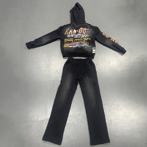 Survêtement en coton 100% personnalisé, deux pièces, sweat-shirt surdimensionné pour homme, molleton français, impression surdimensionnée, survêtement pour homme - Product Image 5