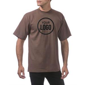 Camiseta informal marrón de cuello redondo para hombre, ropa de calle, camiseta de peso pesado Pro Club, Camiseta con estampado personalizado para hombre, logotipo personalizado - Product Image 2