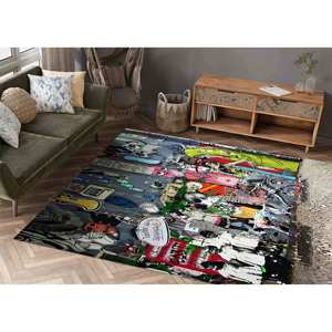 Tapis imprimé graffiti : Tapis moderne, coloré, lavable en machine, tapis doux non tissé - Product Image 2