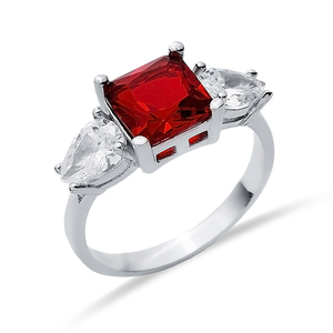 Corte cuadrado granate pera corte CZ piedra venta al por Mayor turco hecho a mano anillo de racimo 925 joyería de plata esterlina - Product Image 3