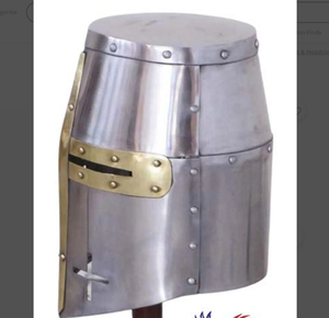 Casque templier avec croix en laiton support en bois gratuit pour cadeau de noël grec sparte ancien romain corinthien acier - Product Image 2