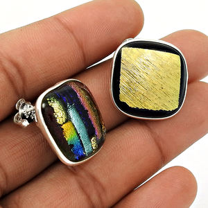 Pendiente no coincidente Dico Glass Stone Antique Look Stud Pendiente para mujer niñas 925 Sterling Silver Joyería hecha a mano Proveedores a granel - Product Image 2