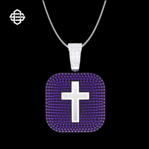 Collar con colgante de Cruz Iced Out de lujo para hombres, joyería de Hip Hop, abalorio cuadrado de CZ púrpura, regalo de cadena chapada en plata - Product Image 1