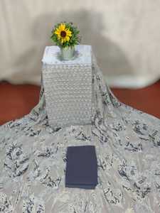 Collection luxueuse et récente de tissus en chiffon somalien Brasso Dirac avec motifs floraux imprimés et travaux exclusifs complexes. - Product Image 4
