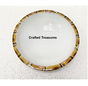 Cuenco para servir ensalada con estampado de madera y esmalte seguro para alimentos de lujo ecológico sostenible hecho a mano elegante para cocina y fiestas - Product Image 3