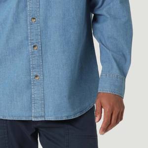 T-shirt pour hommes chemises décontractées à manches longues tissu de flanelle Sports de plein air randonnée Camping printemps automne Denim vêtements garçons - Product Image 2