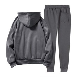 Ensemble de survêtement d'hiver pour femmes, 2 pièces, doublé en polaire, survêtement uni avec cordon de serrage, capuche avec poche et taille élastique - Product Image 2