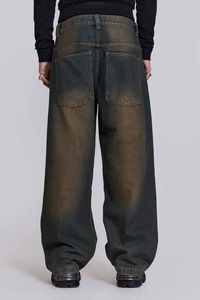 กางเกงยีนส์ทรงหลวมทรงตรงสำหรับผู้ชาย, กางเกงยีนส์ทรงหลวมทรงหลวมสีดำแห้งเร็ว - Product Image 6