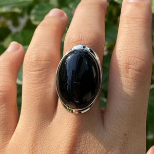 925 Sterling Silver Black Onyx Gemstone Women's <b>Ring</b> Handmade <b>Crystal</b> Bezel Setting Classic for Daily Wear Engagement Gift - Product Image 1