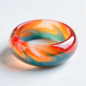 Ocean Breeze Bracelet en résine artisanal pour femme Design 3D élégant de tourbillons Style ange capturant la beauté sereine des eaux côtières - Product Image 1