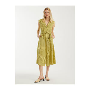 Robe décontractée BGN S23D125 en mélange de viscose à motifs avec ceinture, fabriquée en Turquie - Product Image 2