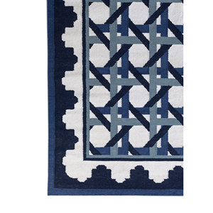 Alfombra Grande de Lana Azul Alhambra 9x12, Tejido Plano para Entrada de Casa o Junto a la Cama-ADWL-13304 - Product Image 4