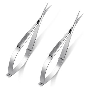 Ciseaux à ressort micro en acier inoxydable, 2 pièces, 4,7 pouces, pointe incurvée, tranchants, pour broderie, couture, coupe des sourcils, outil de beauté - Product Image 1