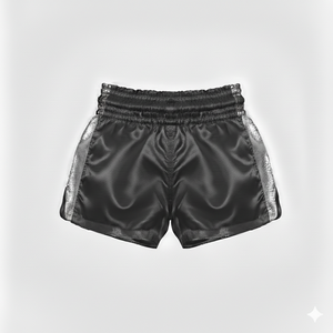 Pantalones Cortos de Muay Thai de Estilo Tradicional de Alta Calidad, Auténticos con Logotipo Bordado en Dos Tonos, Elegantes Pantalones Cortos de Muay Thai - Product Image 3