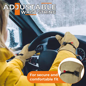 ถุงมือหนังวัวแบบปรับได้ถุงมือระบายอากาศทำงานซับในที่อบอุ่นสำหรับคนขับกลางแจ้งฤดูหนาว - Product Image 3