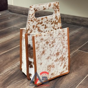 Portador de cuero de vaca de lujo para exteriores, superventas, paquete de 6 soportes de alta calidad personalizados de gran capacidad para vino y cerveza con asa - Product Image 1