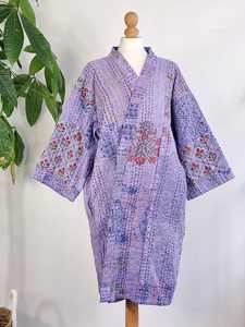 Chaqueta Kimono Kantha Natural para verano y primavera Diseños perfectos Vestido de fiesta festivo estampado hecho a mano Regalo de cumpleaños de boda - Product Image 3