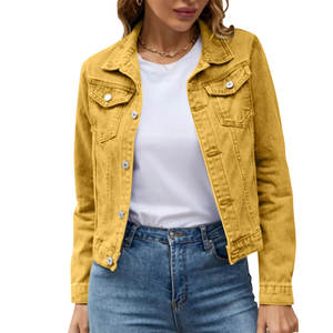 Chaqueta Vaquera Corta de Diseño Moderno para Mujer, OEM, Alta Calidad, 100% Algodón, Cuello Camisero, Transpirable - Product Image 4